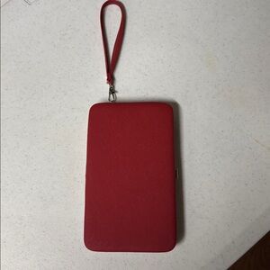 Red Wristlet Hard case Clutch push button to open